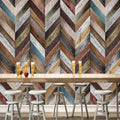 Colorful Wood Stripe 3D Wallpaper 