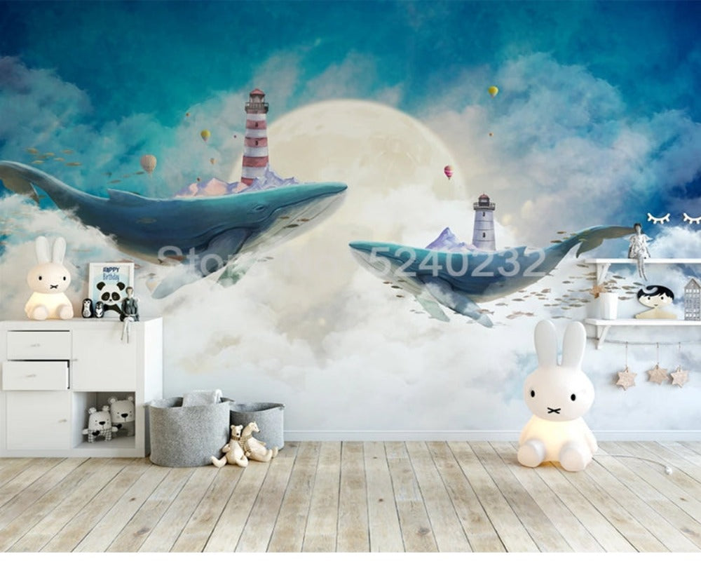 3D Wallpaper Sky Blue Skies with Whale