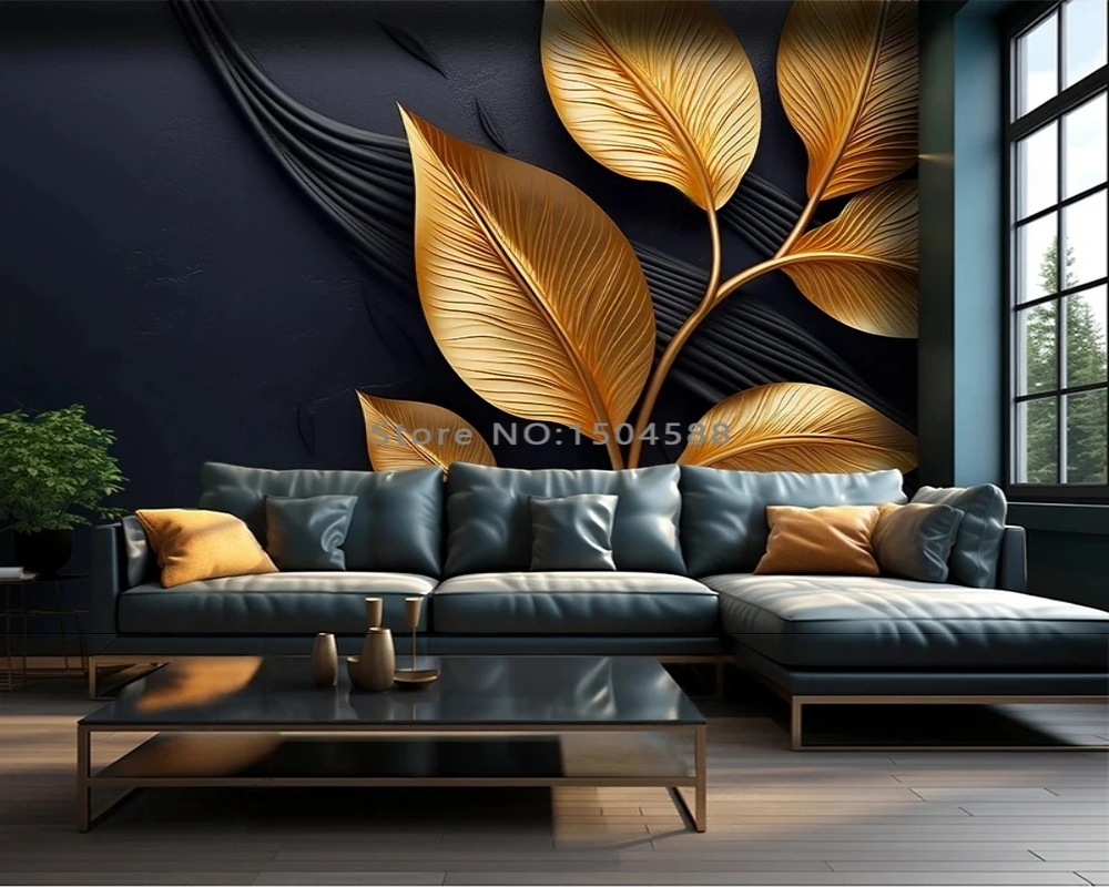 3D Wallpaper Golden Floral Mystery SKU# WAL0453