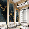 3D Wallpaper Ocean Aqua Gold III Marble