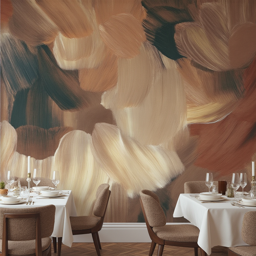 3D Wallpaper Amber Brushstrokes Harmony 
