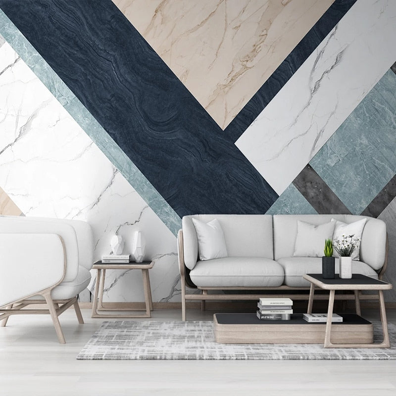 Custom Waterproof Mural Wallpaper For Walls 3D Marble Pattern Geometric Living Room TV Background Wall Painting Papel De Parede