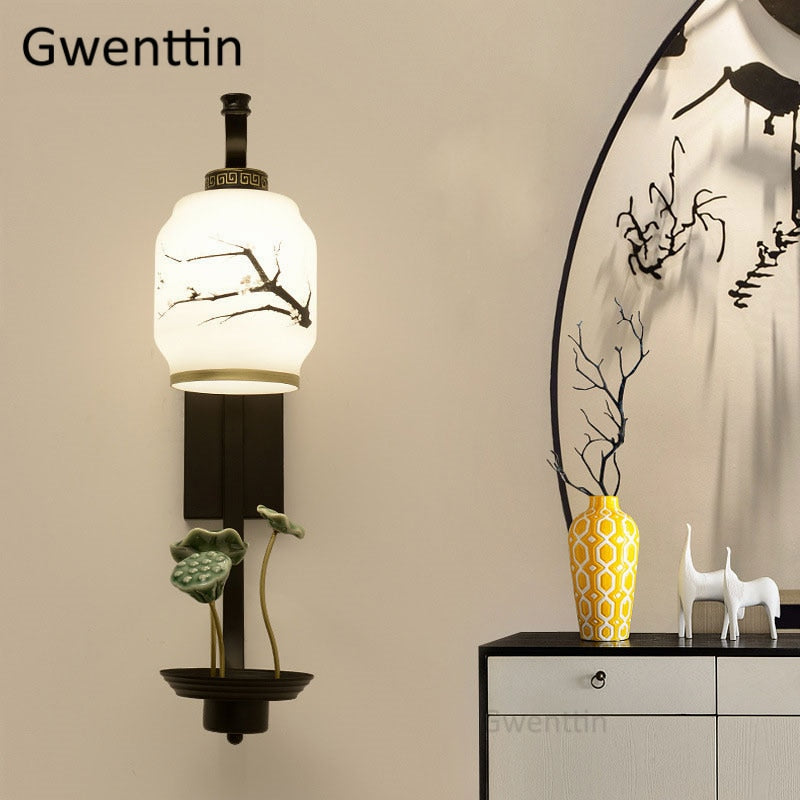 LED Chinese De Luminarie Glass Wall Lamp 90-260V SKU#LIG0112
