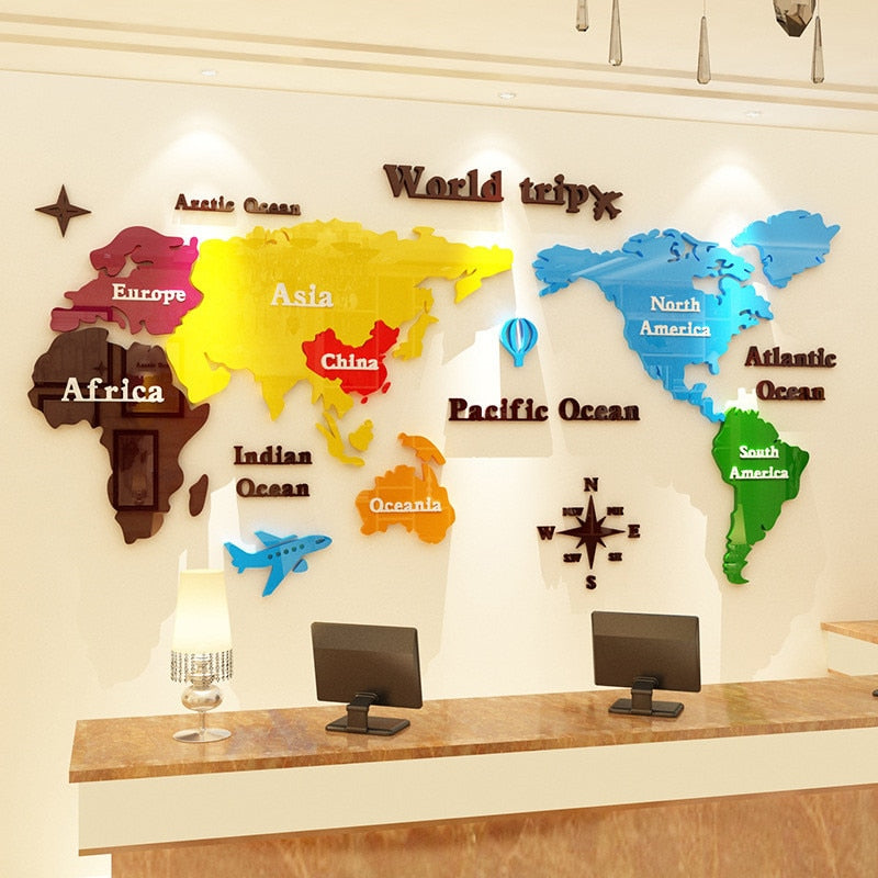 2021 3D Mirror Wall Acrylic Map SKU# MOS0048
