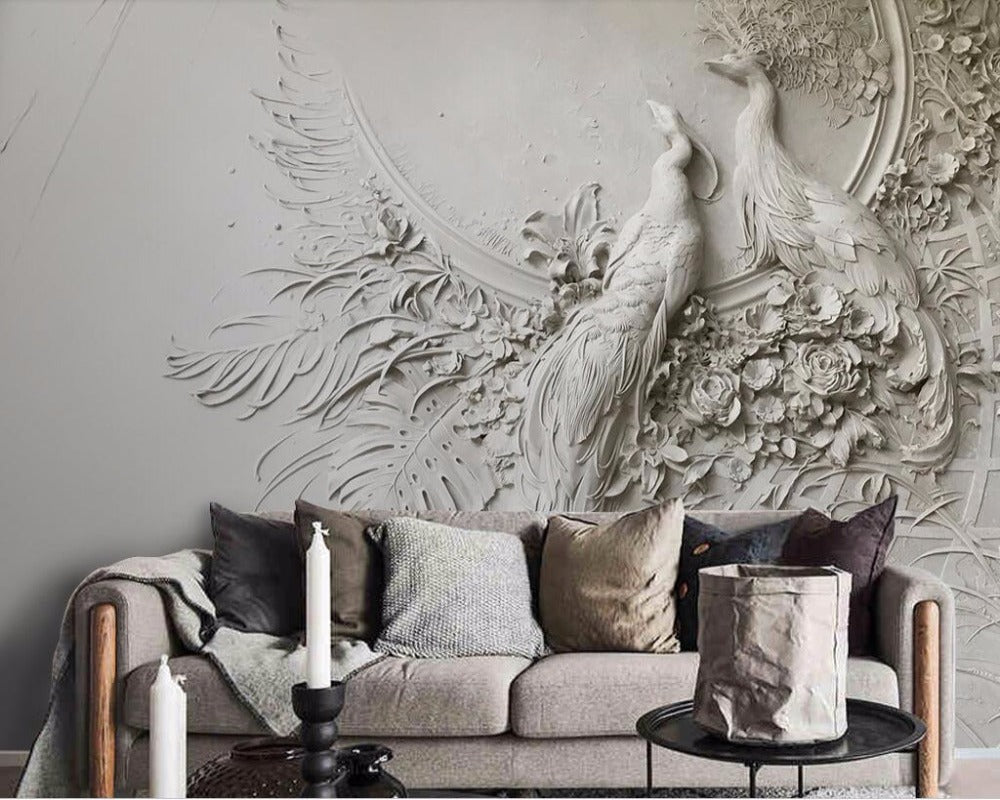 3D Wallpaper Classic Rustic Peacock SKU# WAL0221