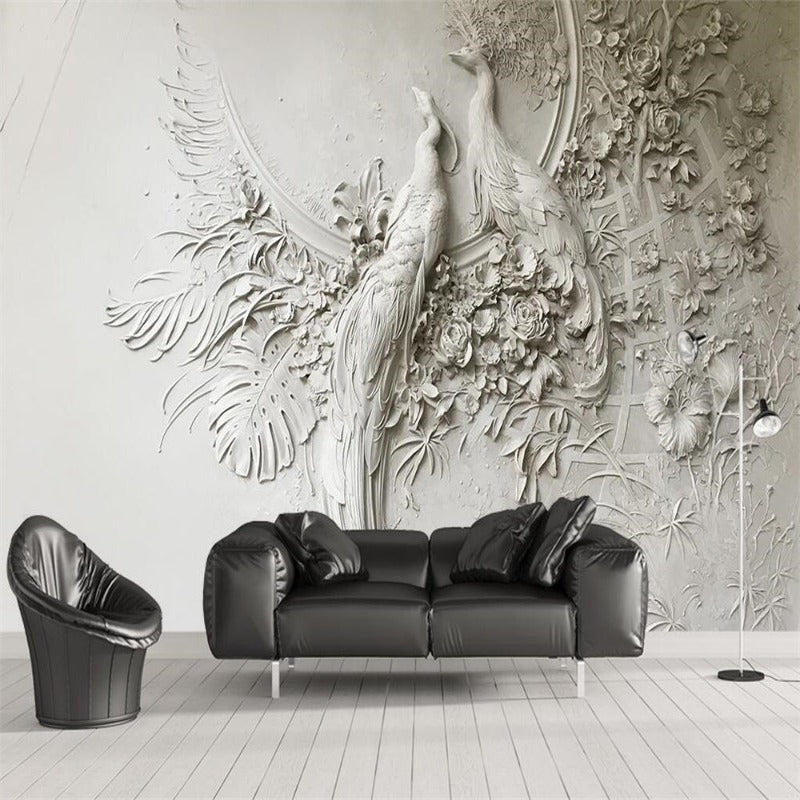 3D Wallpaper Classic Rustic Peacock SKU# WAL0221