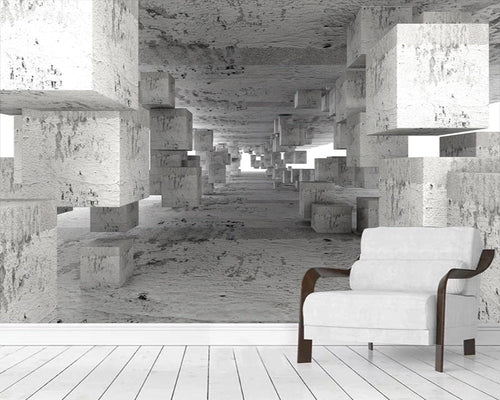 3D Wallpaper Box Space Cement 