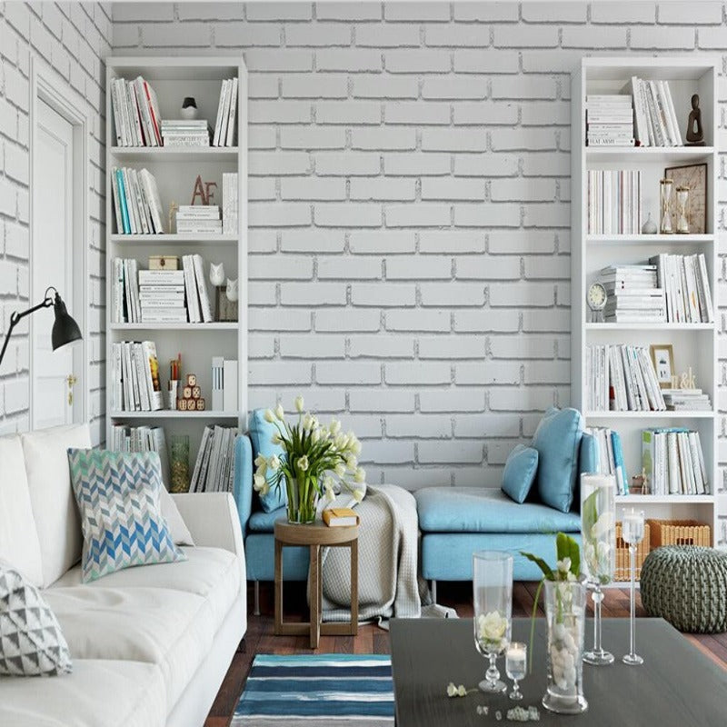 3D Wallpaper White Brick Parade