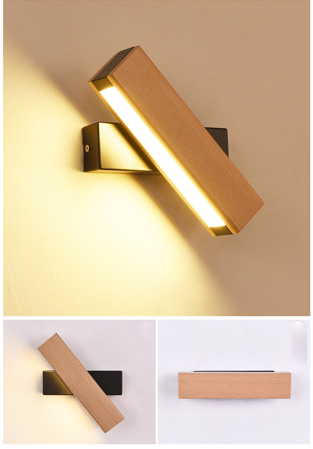 LED Swivel Maple Wood Case Wall Sconce 90V-260V SKU# LIG0076