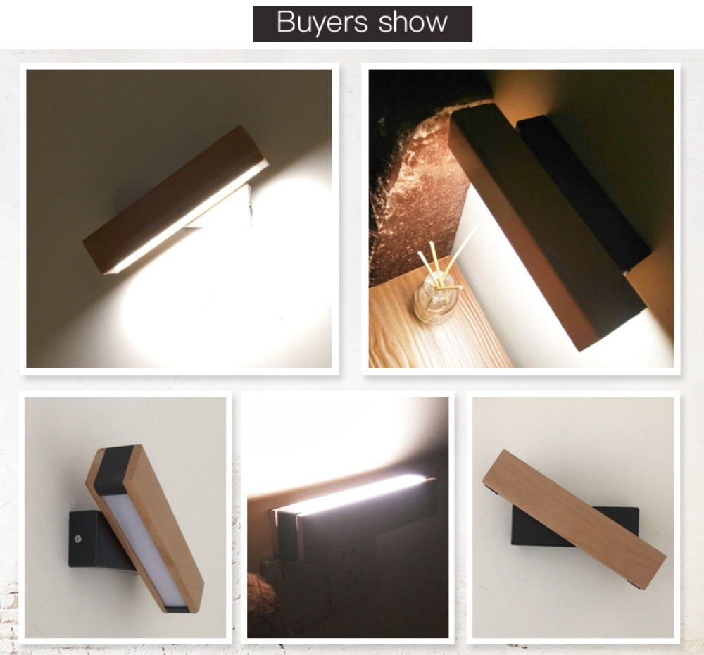 LED Swivel Maple Wood Case Wall Sconce 90V-260V SKU# LIG0076