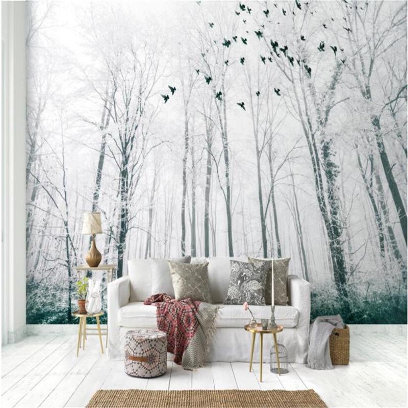 3D Wallpaper Snow Bird Forest SKU# WAL0032