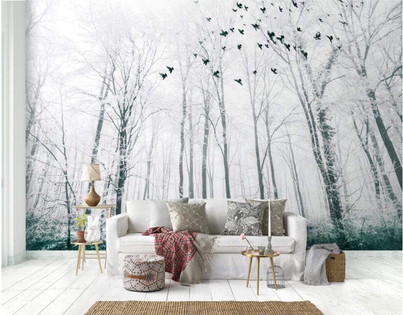 3D Wallpaper Snow Bird Forest SKU# WAL0032